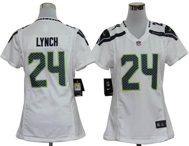 Cheap Women Nike Seattle Seahawks 24# Marshawn Lynch White Nike NFL Jerseys