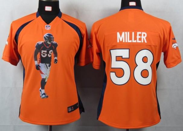 Cheap Women Nike Denver Broncos 58 Miller Orange Portrait Fashion Game Jersey