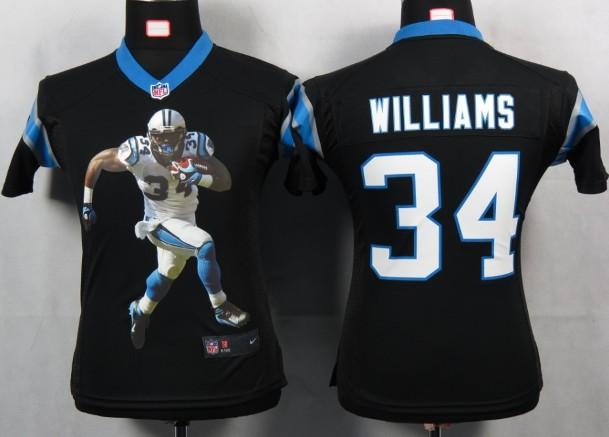 Cheap Women Nike Carolina Panthers 34 Williams Black Portrait Fashion Game Jersey