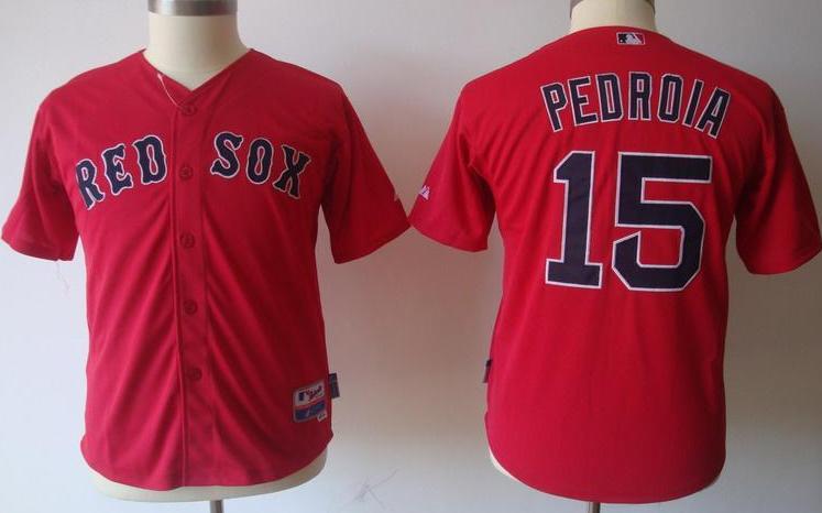 Kids Boston Red Sox 15 Dustin Pedroia Red MLB Jerseys Cheap