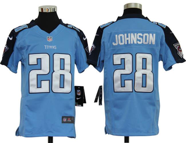 Kids Nike Tennessee Titans 28# Chris Johnson Light Blue Nike NFL Jerseys Cheap