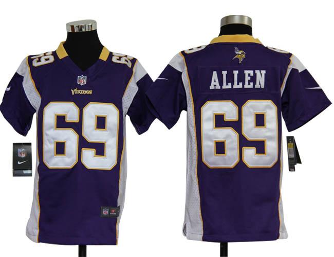 Kids Nike Minnesota Vikings 69# Jared Allen Purple Nike NFL Jerseys Cheap