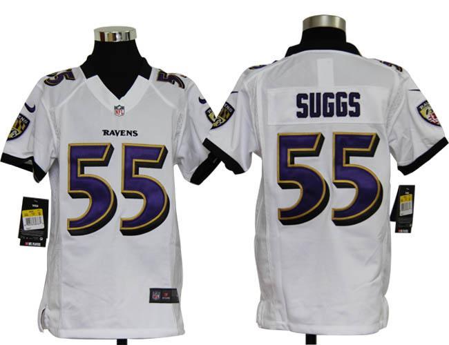 Kids Nike Baltimore Ravens #55 Terrell Suggs White Nike NFL Jerseys Cheap