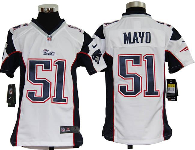 Kids Nike New England Patriots 51 Mayo White Nike NFL Jerseys Cheap