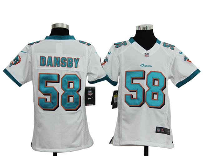 Kids Nike Miami Dolphins 58 Karlos Dansby White Nike NFL Jersey Cheap