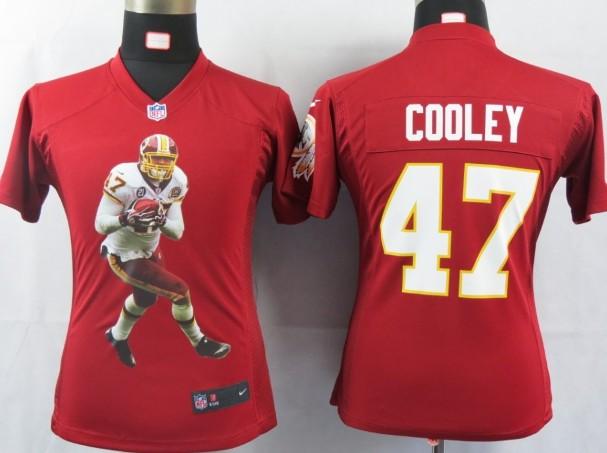 Cheap Womens Nike Washington Redskins #47 Cooley Red Portrait Fashion Game Jersey