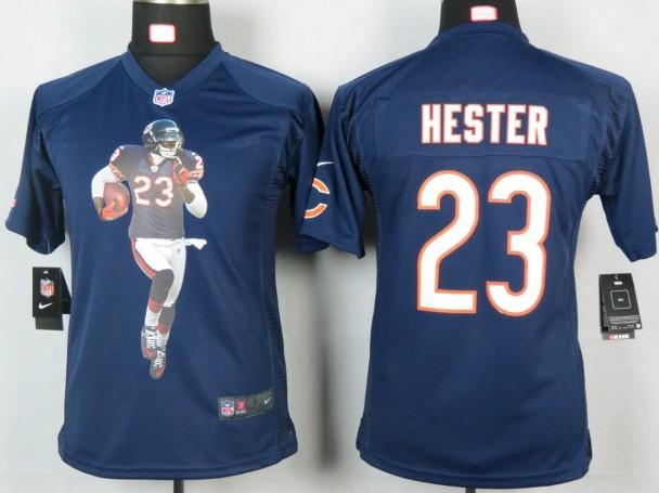 Kids Nike Chicago Bears 23 Hester Blue Portrait Fashion Game Jersey Cheap