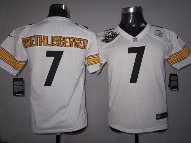 Cheap Women Nike Pittsburgh Steelers #7 Ben Roethlisberger White Nike NFL Jerseys W 80 Anniversary Patch