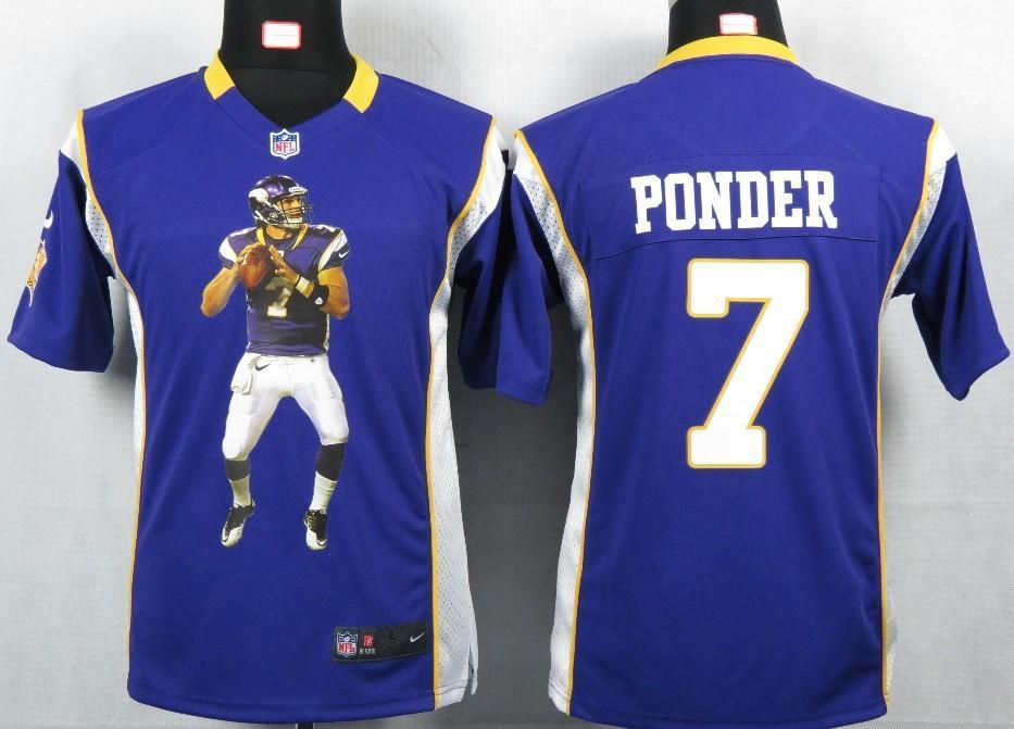 Kids Nike Minnesota Vikings 7 Ponder Purple Portrait Fashion Game Jerseys Cheap
