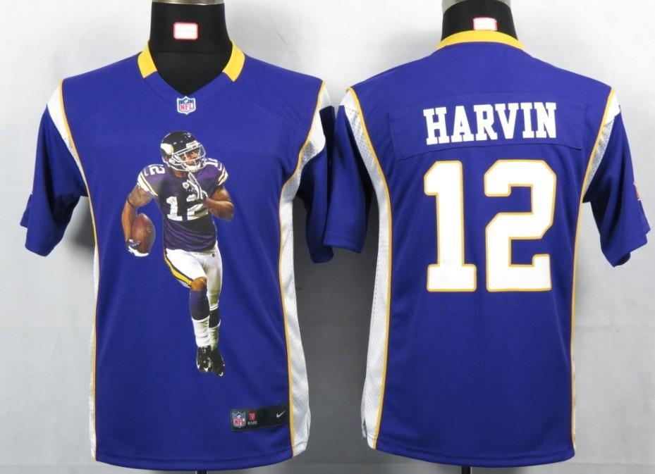 Kids Nike Minnesota Vikings 12 Harvin Purple Portrait Fashion Game Jersey Cheap