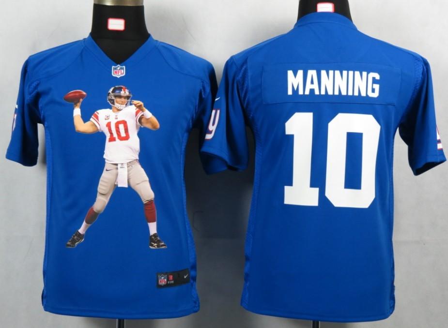 Kids Nike New York Giants 10 Manning Blue Portrait Fashion Game Jerseys Cheap