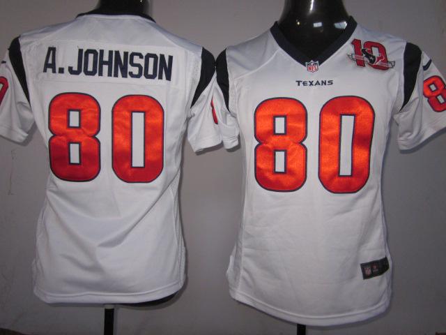 Cheap Women Nike Houston Texans #80 Andre Johnson White Nike NFL Jerseys W 10th Patch