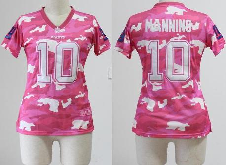 Cheap Women Nike New York Giants 10 Eli Manning Pink Camo Fashion NFL Jerseys 2013 New