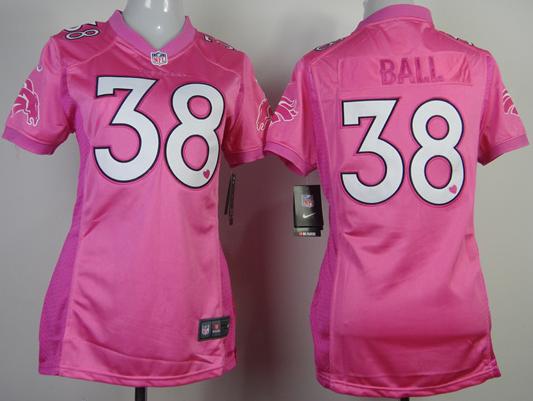 Cheap Women Nike Denver Broncos 38 Montee Ball Pink Love NFL Jerseys