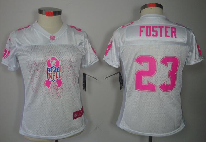 Cheap Women Nike Houston Texans #23 Arian Foster White Breast Cancer Awareness Fashion Jersey