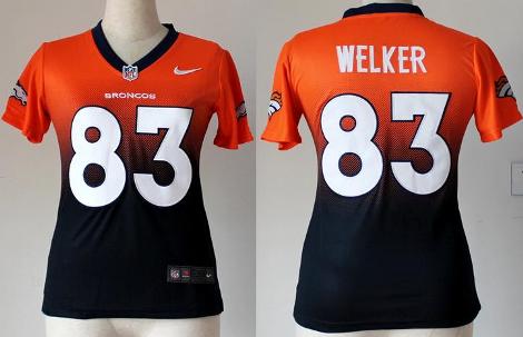 Cheap Women Nike Denver Broncos 83 Wes Welker Orange Blue Drift Fashion II Elite NFL Jerseys