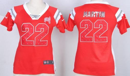 Cheap Women Nike Tampa Bay Buccaneers 22 Doug Martin Red Handwork Sequin Name Fashion NFL Jersey