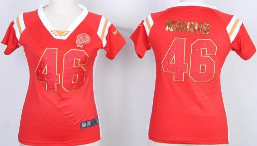Cheap Women Nike Washington Redskins 46 Alfred Morris Red Handwork Sequin Name Fashion NFL Jerseys