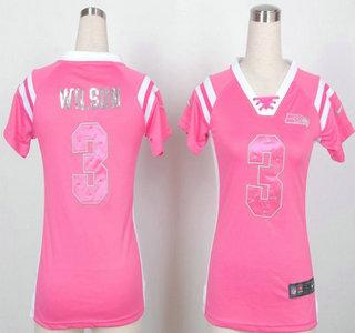 Cheap Womens Nike Seattle Seahawks Jersey #3 Russell Wilson Pink Handwork Sequin Name Fashion NFL Jerseys