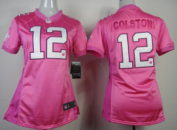 Cheap Women Nike New Orleans Saints 12 Marques Colston Pink Love NFL Jerseys