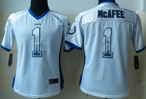 Cheap Women Nike Indianapolis Colts 1 Pat McAfee Elite White Drift Fashion NFL Jerseys