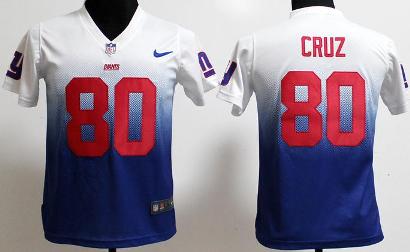 Kids Nike New York Giants 80 Victor Cruz White Blue Elite Drift Fashion II NFL Jerseys Cheap