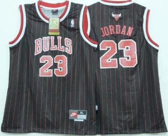 Kids Chicago Bulls 23 Michael Jordan Black Strip NBA Jerseys Cheap