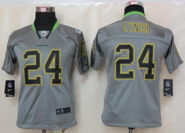 Cheap Women Nike Seattle Seahawks 24# Marshawn Lynch Grey Lights Out Elite NFL Jerseys