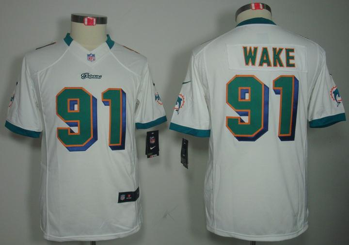 Kids Nike Miami Dolphins 91 Cameron Wake White Game LIMITED NFL Jerseys Cheap