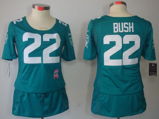 Cheap Women Nike Miami Dolphins 22 Reggie Bush Green Breast Cancer Awareness NFL Jersey
