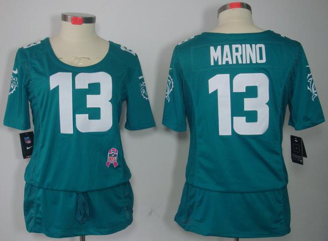 Cheap Women Nike Miami Dolphins 13 Dan Marino Green Breast Cancer Awareness NFL Jersey