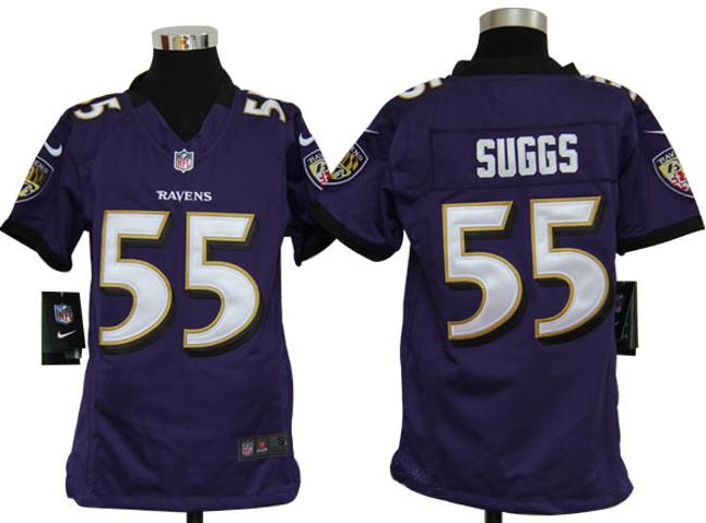 Kids Nike Baltimore Ravens #55 Terrell Suggs Purple Nike NFL Jerseys Cheap