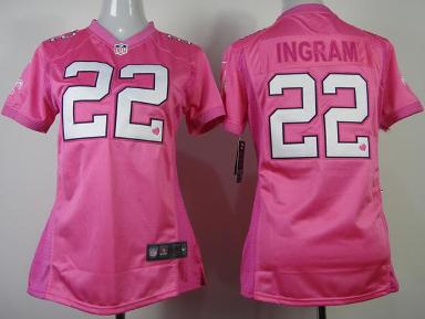 Cheap Women Nike New Orleans Saints 22 Ingram Pink Love's NFL Jersey
