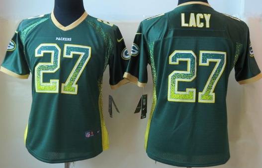 Cheap Women Nike Green Bay Packers 27 Eddie Lacy Elite Drift Fashion Green NFL Jerseys