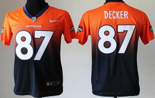 Kids Nike Denver Broncos 87 Eric Decker Orange Blue Elite Drift Fashion II NFL Jerseys Cheap