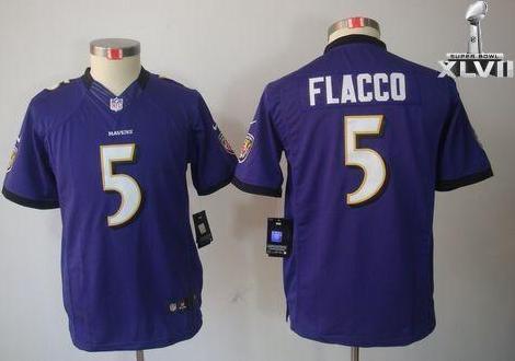 Kids Nike Baltimore Ravens 5 Joe Flacco Limited Purple 2013 Super Bowl NFL Jersey Cheap