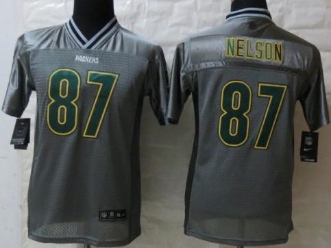 Kids Nike Green Bay Packers 87 Jordy Nelson Grey Vapor Elite NFL Jerseys Cheap