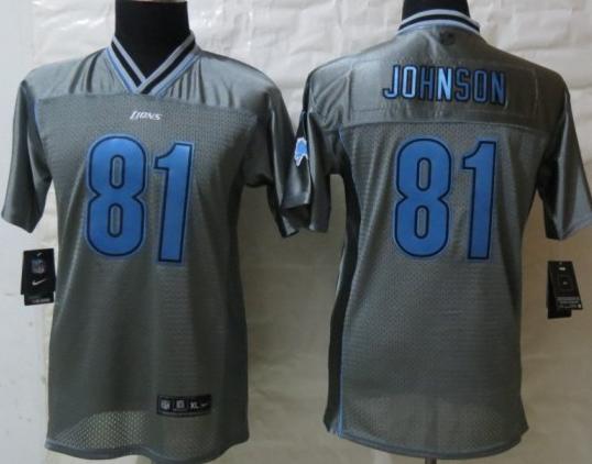 Kids Nike Detroit Lions 81 Calvin Johnson Grey Vapor Elite NFL Jerseys Cheap