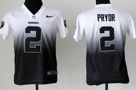 Kids Nike Oakland Raiders 2 Terrelle Pryor Black White Drift Fashion II Elite NFL Jerseys Cheap