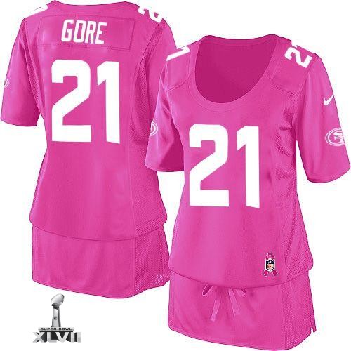 Cheap Women Nike San Francisco 49ers 21 Frank Gore Pink Breast Cancer Awareness 2013 Super Bowl NFL Jersey