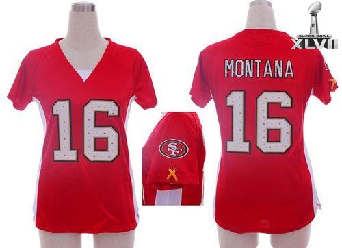 Cheap Women Nike San Francisco 49ers 16 Joe Montana Red Draft Him Ii Top 2013 Super Bowl NFL Jersey