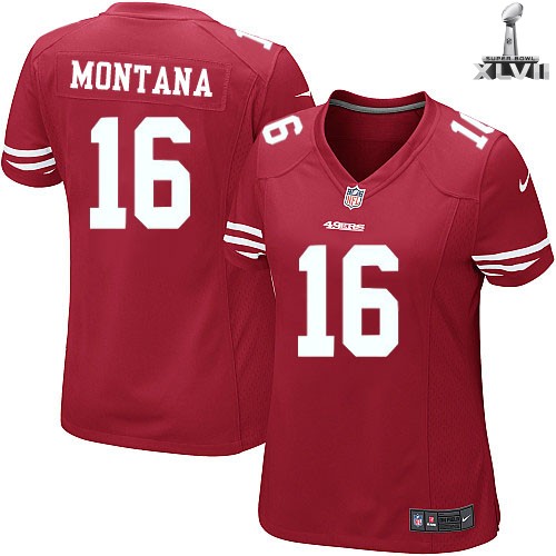 Cheap Women Nike San Francisco 49ers 16 Joe Montana Red 2013 Super Bowl NFL Jersey