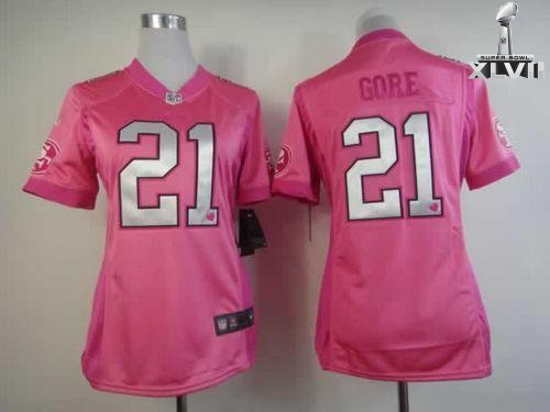 Cheap Women Nike San Francisco 49ers 21 Frank Gore Pink Be Luv D Fashion 2013 Super Bowl NFL Jersey