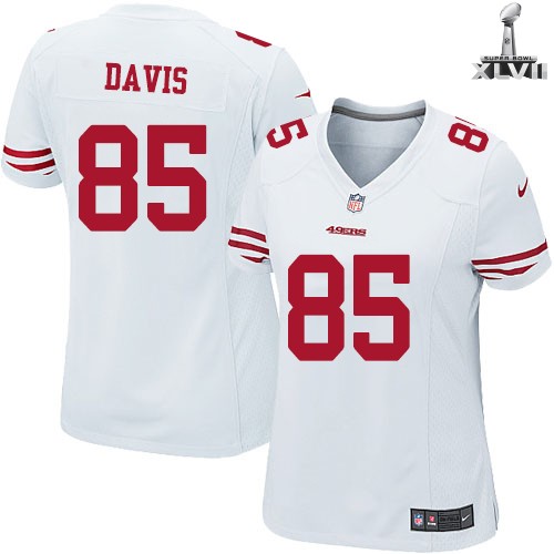 Cheap Women Nike San Francisco 49ers 85 Vernon Davis White 2013 Super Bowl NFL Jersey