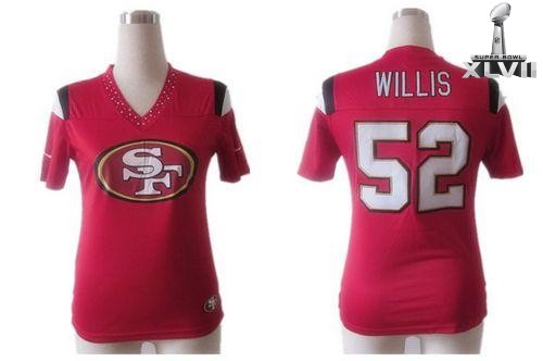 Cheap Women Nike San Francisco 49ers 52 Patrick Willis Red Team Logo Fashion Womens 2013 Super Bowl NFL Jersey