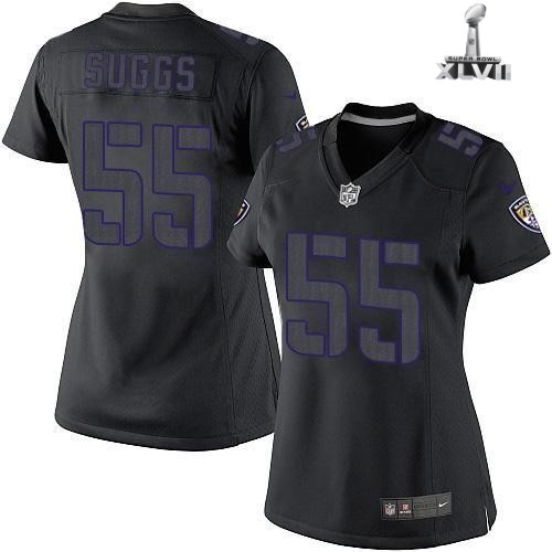 Cheap Women Nike Baltimore Ravens 55 Terrell Suggs Limited Black Impact 2013 Super Bowl NFL Jersey