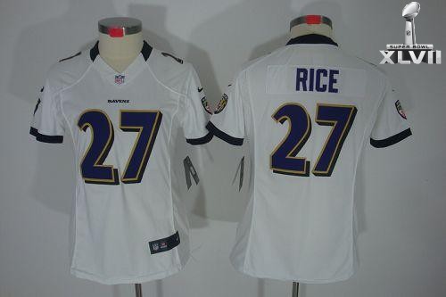 Cheap Women Nike Baltimore Ravens 27 Ray Rice Limited White 2013 Super Bowl NFL Jersey
