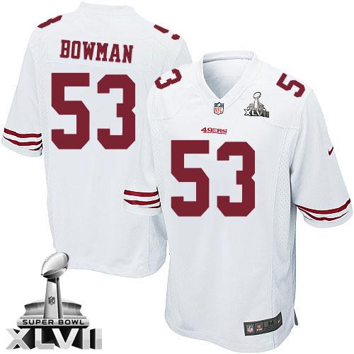 Kids Nike San Francisco 49ers #53 NaVorro Bowman White Super Bowl XLVII NFL Jersey Cheap