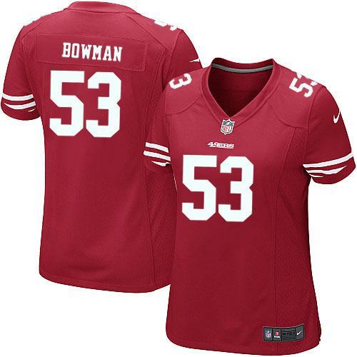 Cheap Women Nike San Francisco 49ers #53 NaVorro Bowman Limited Red NFL Jersey