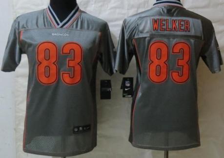 Kids Nike Denver Broncos 83 Wes Welker Elite Grey Vapor NFL Jersey Cheap